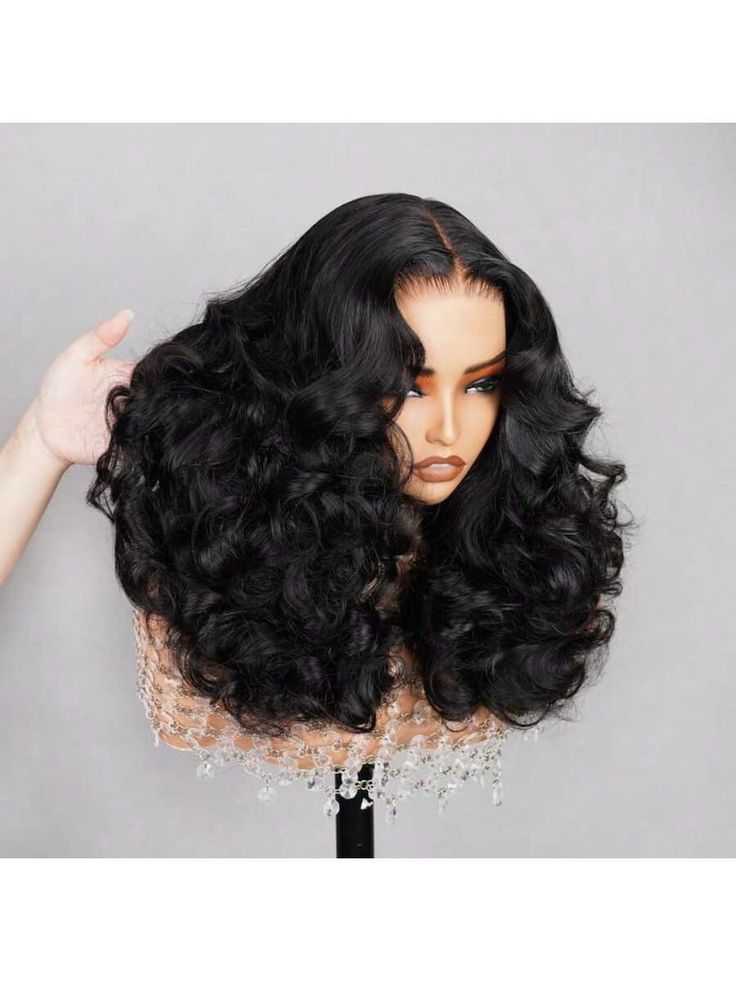 MsDeein Hair Egg Curl 200% Density 13X4 Water Wig (Black)